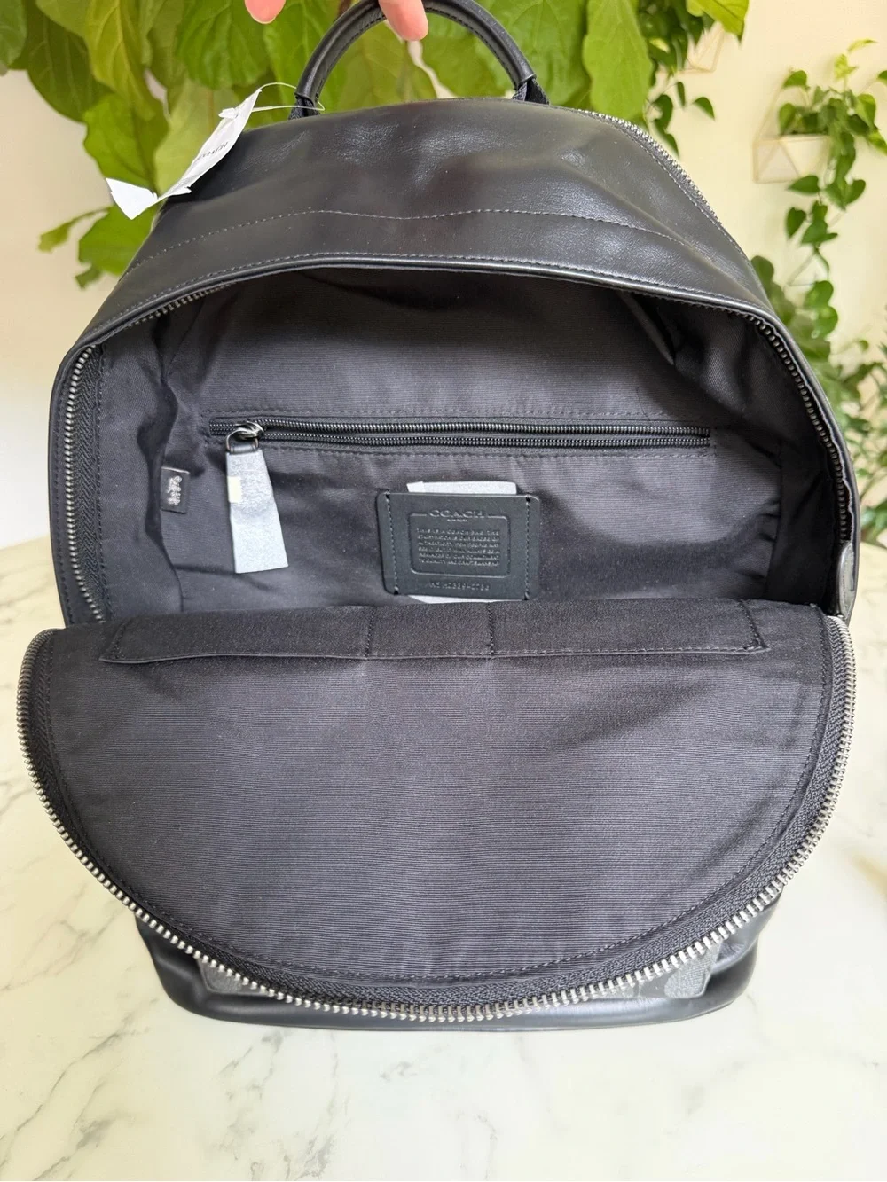NWT Coach West Backpack In Signature Canvas & Leather Charcoal / Black 2736